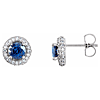 14k White Gold 1.3 ct tw Blue Sapphire and Diamond Halo Earrings
