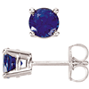 14kt White Gold 1 1/4 Ct Created Blue Sapphire Stud Earrings
