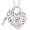 Sterling Silver 1/6 ct Diamond Key Heart Lock Necklace