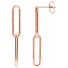 14k Rose Gold Long Paper Clip Link Earrings 1.25in