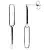 14k White Gold Long Paper Clip Link Earrings 1.25in