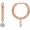 14k Rose Gold 1/3 ct tw Floating Diamond Hinged Hoop Earrings 
