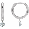 14k White Gold 1/3 ct tw Floating Diamond Hinged Hoop Earrings 