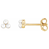 14k Yellow Gold Freshwater Cultured Pearl Cluster Stud Earrings