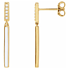 14k Yellow Gold .06 ct tw Diamond and White Enamel Bar Earrings 