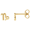 14k Yellow Gold Capricorn Zodiac Sign Earrings