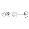14k White Gold 1.1 ct tw Pear and Round Lab-Grown Diamond Two-Stone Stud Earrings