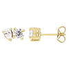 14k Yellow Gold 1.1 ct tw Pear and Round Lab-Grown Diamond Two-Stone Stud Earrings