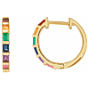  14k Yellow Gold Multi-Gemstone Rainbow Baguette Hoop Earrings