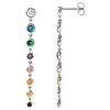 14k White Gold Multi-Gemstone and Diamond Rainbow Drop Earrings