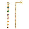 14k Yellow Gold Multi-Gemstone and Diamond Rainbow Drop Earrings