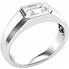 14k White Gold Men's 1 ct Lab-Grown Emerald-cut Diamond Ring