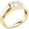 14k Yellow Gold Men's 1 ct Lab-Grown Emerald-cut Diamond Ring
