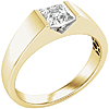 14k Yellow Gold Men's 1 ct Lab-Grown Square Diamond Ring