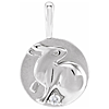  14k White Gold .015 ct Diamond Chinese Zodiac Rabbit Pendant