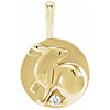  14k Yellow Gold .015 ct Diamond Chinese Zodiac Rabbit Pendant