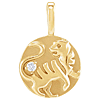 14k Yellow Gold .015 ct Diamond Chinese Zodiac Tiger Pendant