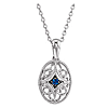Sterling Silver Blue Sapphire Fancy 18in Necklace