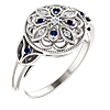Sterling Silver Sapphire & Diamond Flower Ring