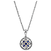 Sterling Silver Blue Sapphire and Diamond 18in Necklace