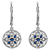 Blue Sapphire and Diamond Lever Back Earrings