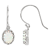 14kt White Gold Oval Cabochon Opal Crown Earrings with French Wires