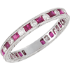 14kt White Gold Ruby Anniversary Band with Diamond Accents Size 7