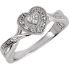 Sterling Silver Heart Cubic Zirconia Bypass Ring