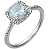 Sterling Silver 1.3 ct Aquamarine Ring with Diamonds