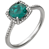 Sterling Silver 7mm Created Emerald Ring with Diamonds