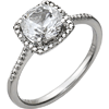 Sterling Silver 7mm White Sapphire Ring with Diamonds