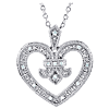 Sterling Silver .06 ct Diamond Heart Fleur de Lis Necklace