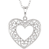 14kt White Gold 1/10 ct Diamond Filigree Heart Necklace