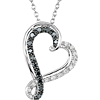 Sterling Silver 1/5 ct Black and White Diamond Heart Necklace