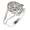 Sterling Silver .05 ct tw Diamond Filigree Cross Ring