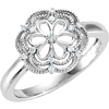 Sterling Silver .08 ct tw Diamond Floral Ring