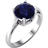 14kt White Gold 2.75 ct Created Sapphire Ring with Scroll Design