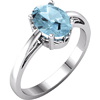 14kt White Gold 1.15 ct Oval Aquamarine Ring With Scroll Design
