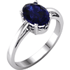 14kt White Gold 1.75 ct Oval Created Blue Sapphire Ring Scroll Design