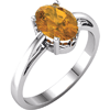 14kt White Gold 1.2 ct Oval Citrine Ring With Scroll Design