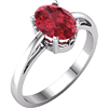 14kt White Gold 1.75 ct Oval Created Ruby Ring With Scroll Design