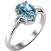 14kt White Gold 1.6 ct Oval Sky Blue Topaz Ring With Scroll Design