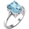 14kt White Gold 2 ct Emerald-cut Aquamarine Ring