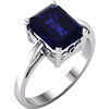 14kt White Gold 3 ct Emerald-cut Chatham Created Blue Sapphire Ring