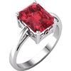14kt White Gold 3 ct Emerald-cut Chatham Created Ruby Ring