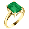 14kt Yellow Gold 2.5 ct Emerald-cut Chatham Created Emerald Ring