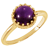 14k Yellow Gold 8mm Amethyst Crown Cabochon Ring