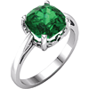 14k White Gold 2.15ct Chatham Created Emerald Scroll Ring