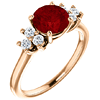 14kt Rose Gold 1.85 ct Chatham Created Ruby and 1/8 ct Diamond Ring