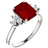 14kt White Gold 3 ct Chatham Created Ruby and 1/8 ct Diamond Ring